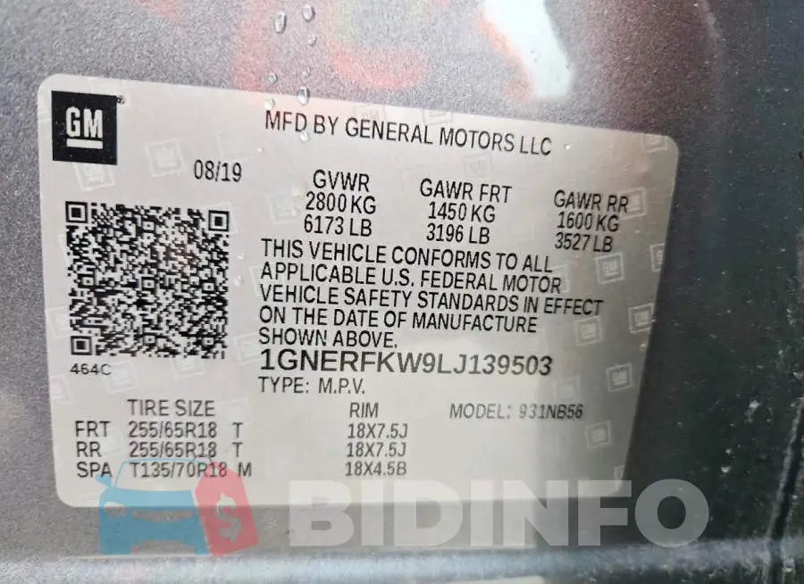 1GNERFKW9LJ139503 Photo# 13