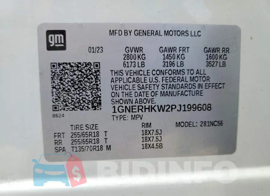 1GNERHKW2PJ199608 Photo# 13