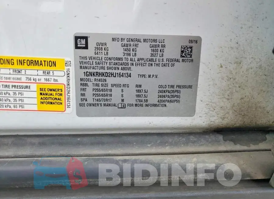 1GNKRHKD2HJ164134 Photo# 13
