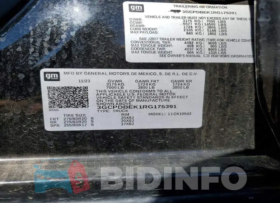 3GCPDBEK1RG175391 Photo# 12
