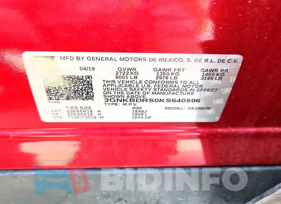 3GNKBDRS0KS640596 Photo# 13