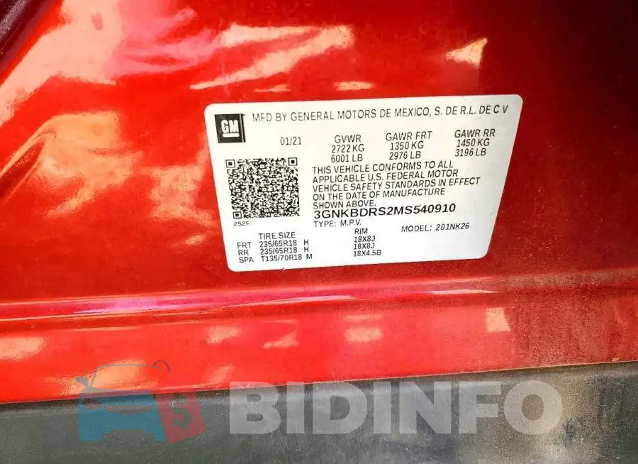 3GNKBDRS2MS540910 Photo# 14