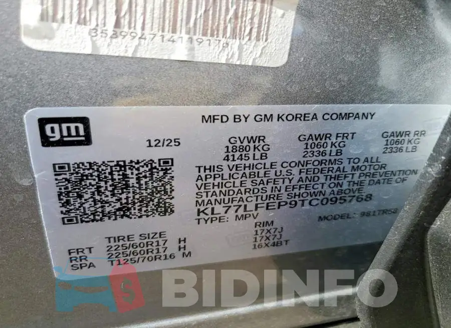 KL77LFEP9TC095768 Photo# 12