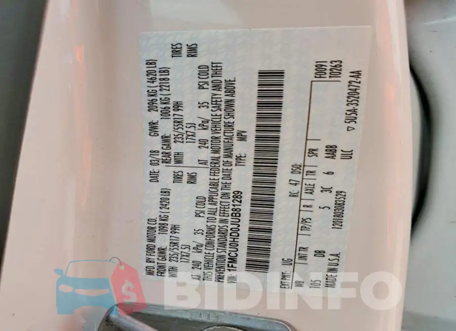 1FMCU0HD0JUB81289 Photo# 13