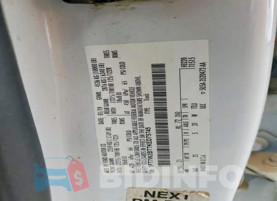 1FT7W2BT7KED75745 Photo# 12