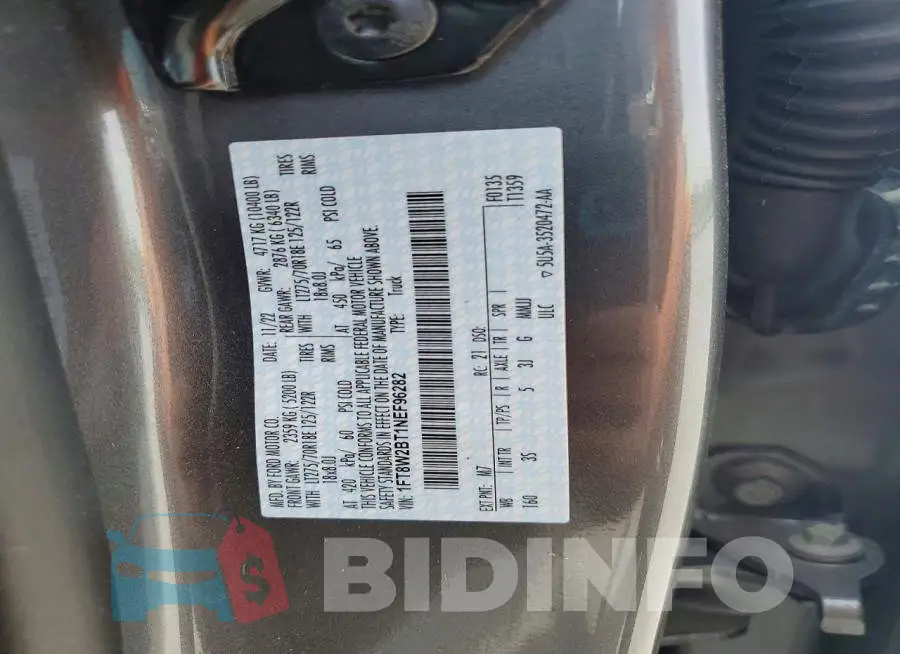 1FT8W2BT1NEF96282 Photo# 12