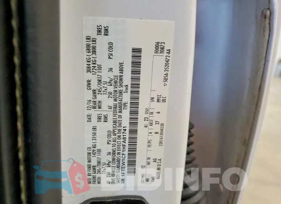 1FTEW1CF1HFA81741 Photo# 12