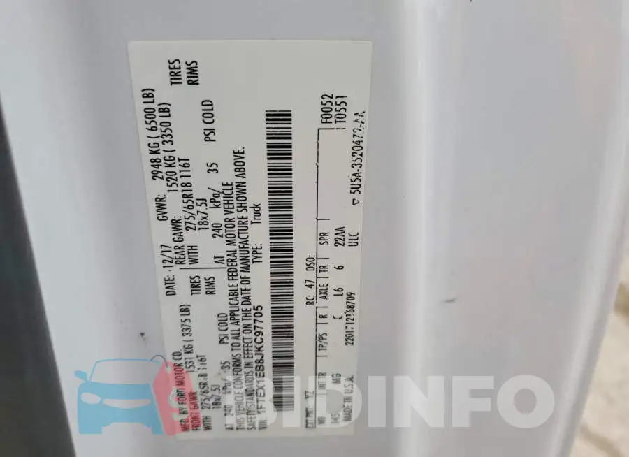 1FTEX1EB8JKC97705 Photo# 12