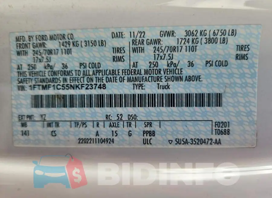 1FTMF1C55NKF23748 Photo# 12