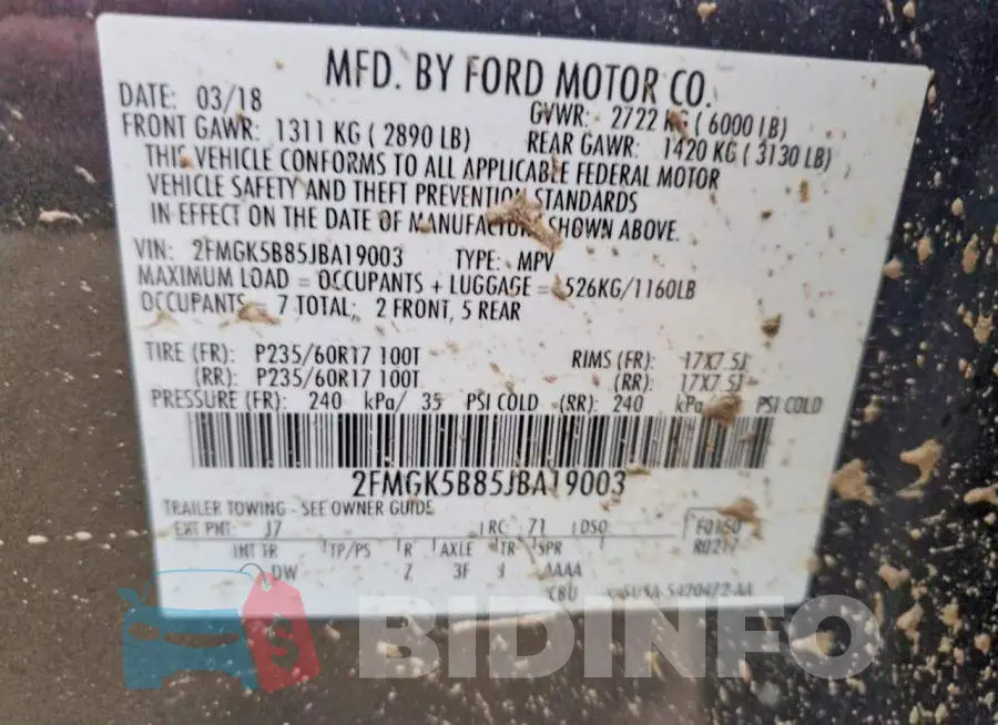 2FMGK5B85JBA19003 Photo# 13