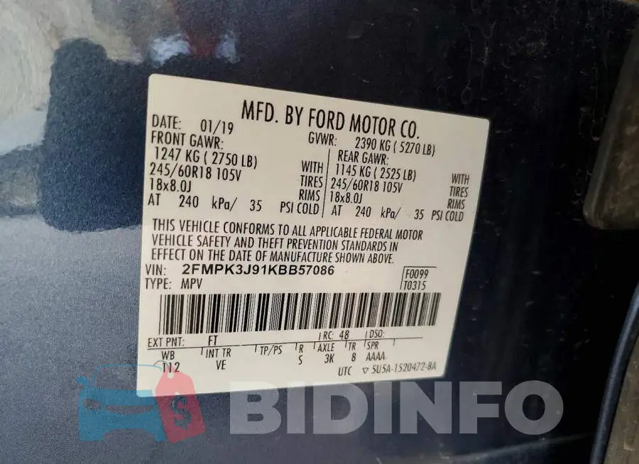 2FMPK3J91KBB57086 Photo# 13
