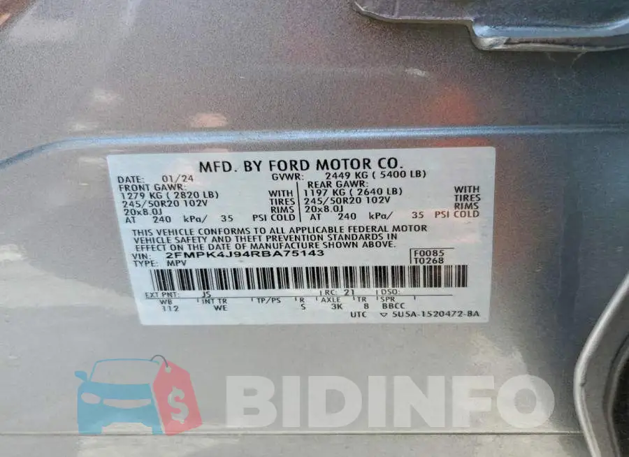 2FMPK4J94RBA75143 Photo# 12