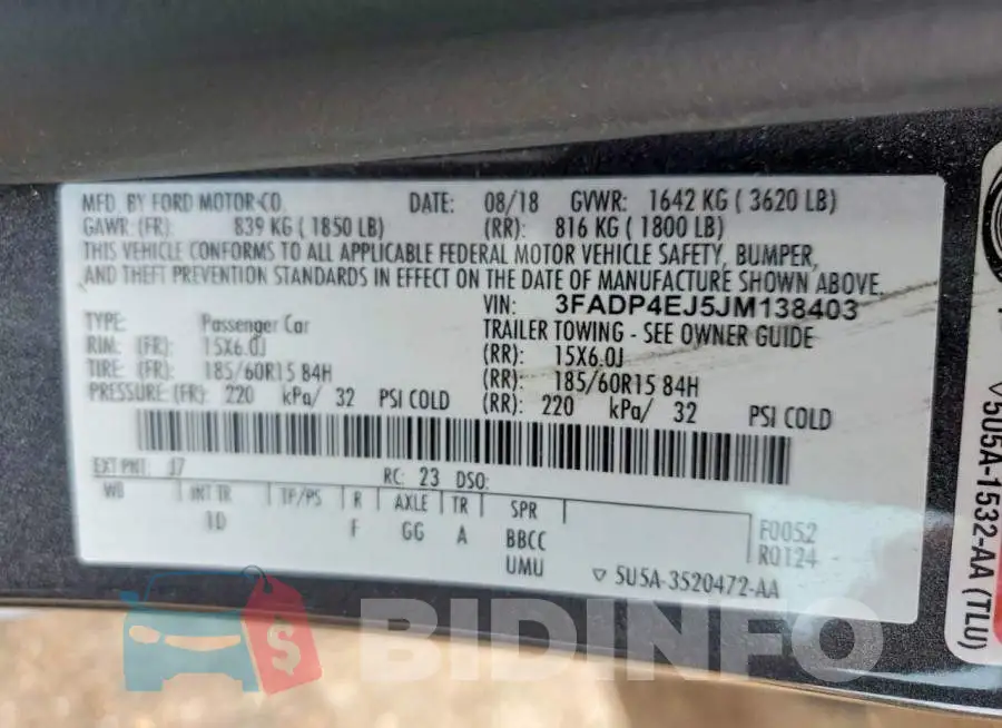 3FADP4EJ5JM138403 Photo# 13