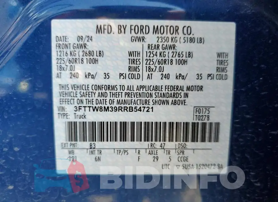 3FTTW8M39RRB54721 Photo# 12