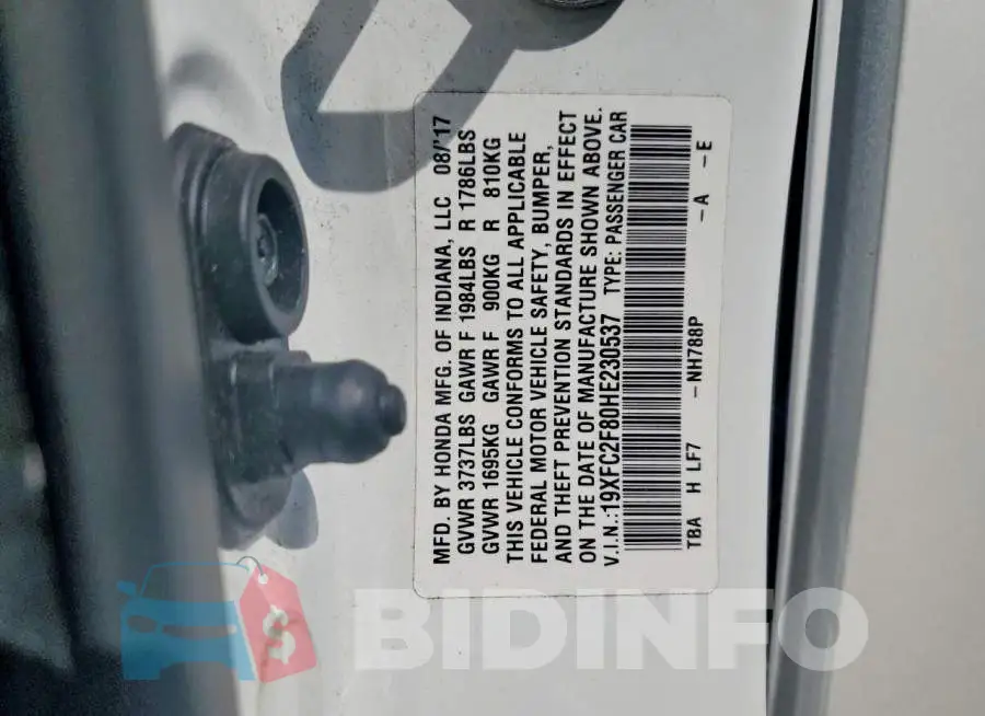19XFC2F80HE230537 Photo# 12