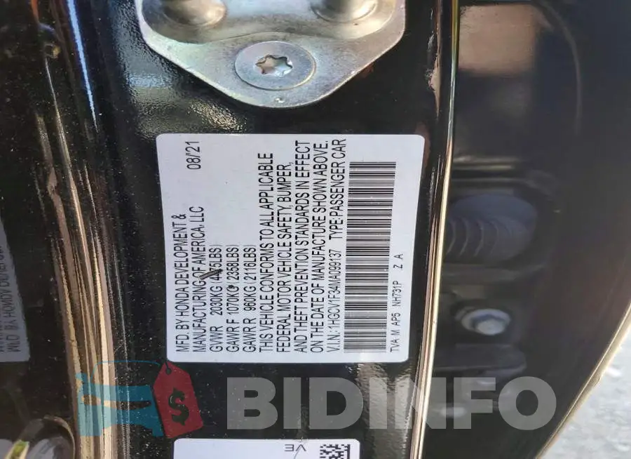 1HGCV1F34MA099137 Photo# 12