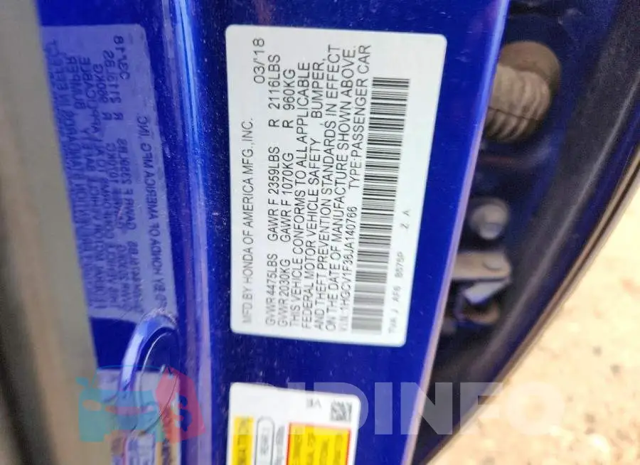 1HGCV1F36JA140766 Photo# 12