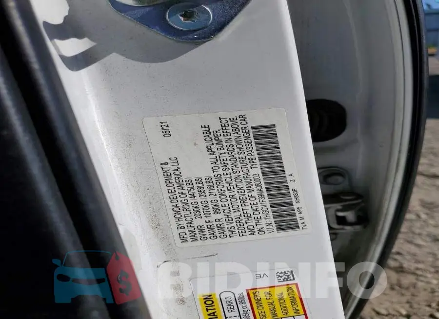1HGCV1F39MA080003 Photo# 12