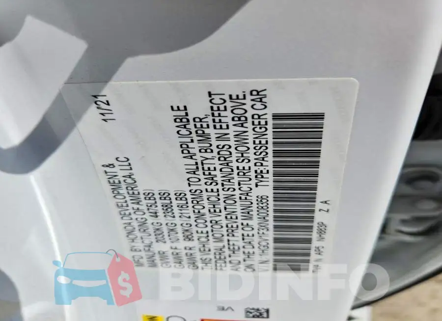 1HGCV1F3XNA008356 Photo# 13
