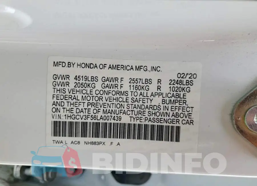 1HGCV3F56LA007439 Photo# 13