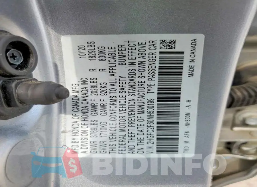 2HGFC2F60MH500199 Photo# 12