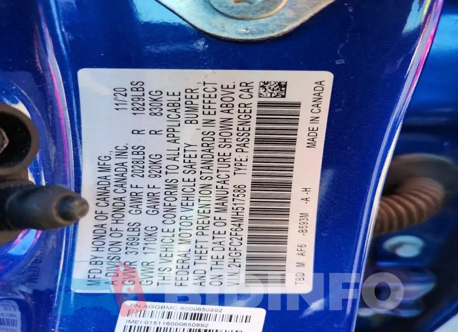 2HGFC2F64MH517586 Photo# 12