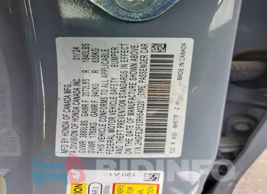 2HGFE2F53RH540320 Photo# 12