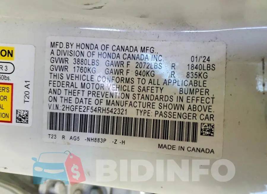 2HGFE2F54RH542321 Photo# 12