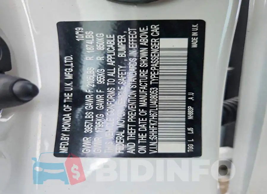 SHHFK7H67LU408053 Photo# 12