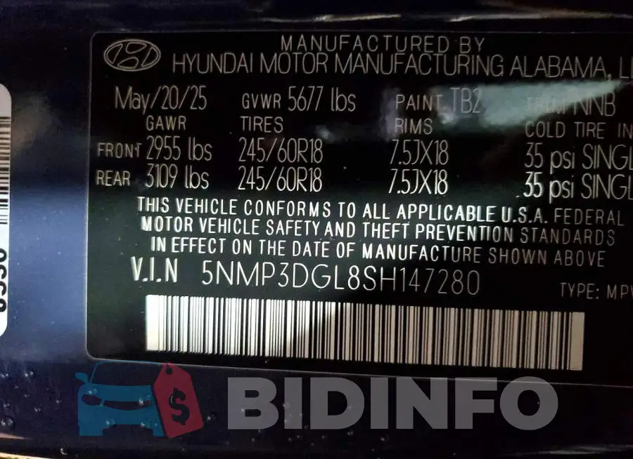 5NMP3DGL8SH147280 Photo# 12