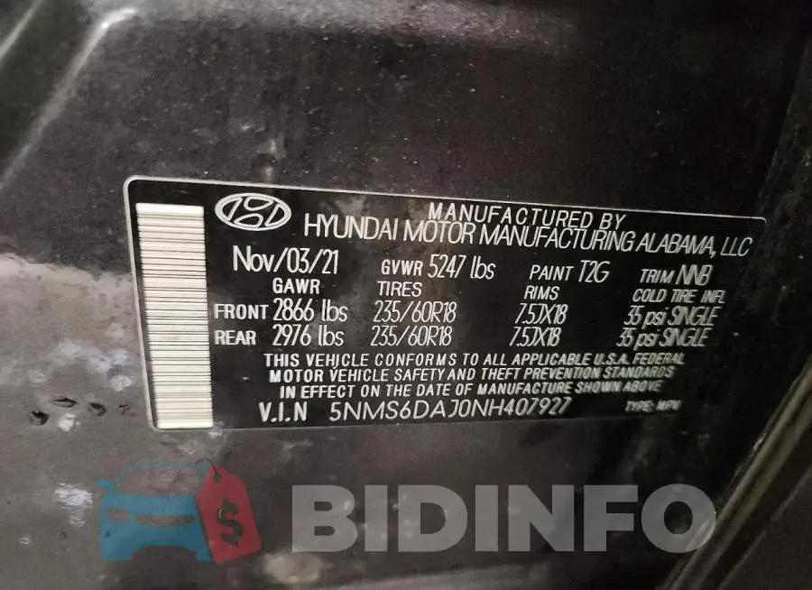 5NMS6DAJ0NH407927 Photo# 14