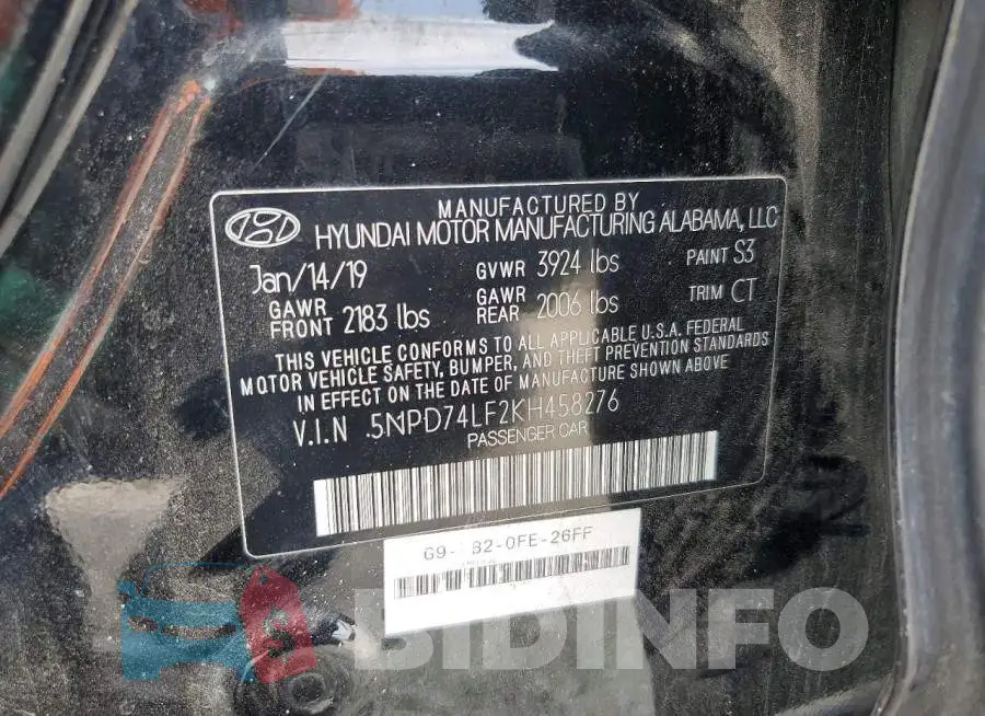 5NPD74LF2KH458276 Photo# 12