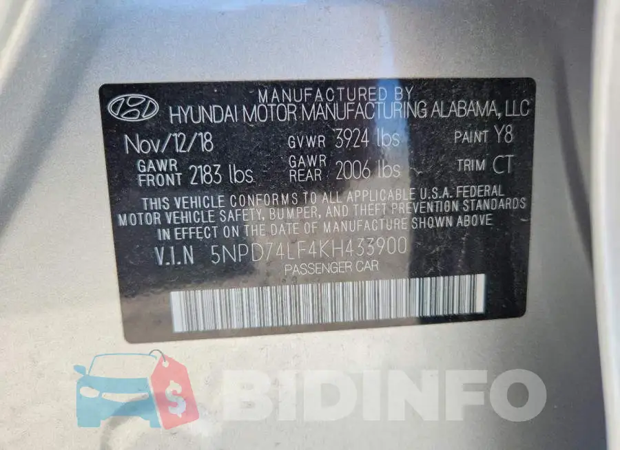 5NPD74LF4KH433900 Photo# 12