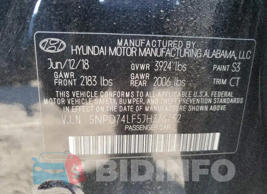 5NPD74LF5JH376752 Photo# 12