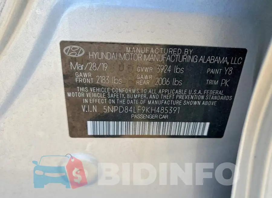 5NPD84LF9KH485391 Photo# 13