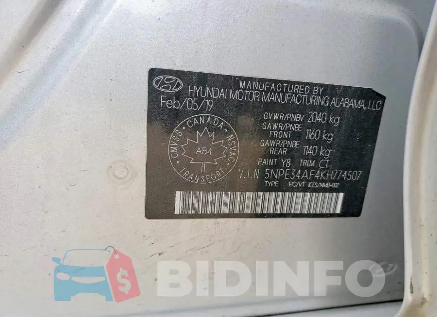 5NPE34AF4KH774507 Photo# 12