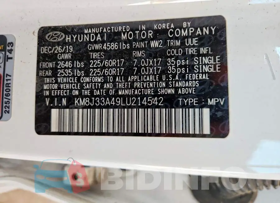 KM8J33A49LU214542 Photo# 13