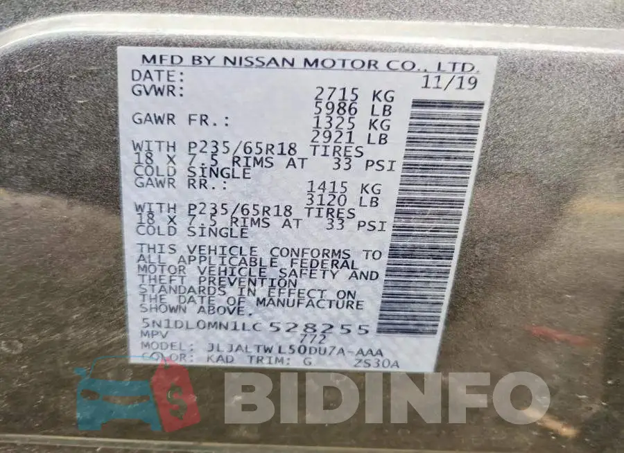 5N1DL0MN1LC528255 Photo# 12