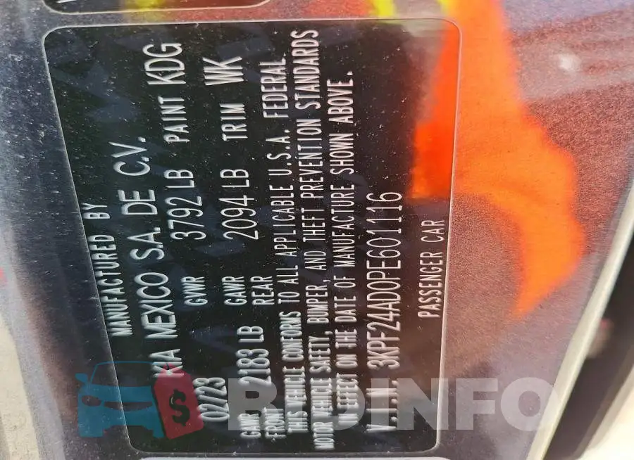 3KPF24AD0PE601116 Photo# 13