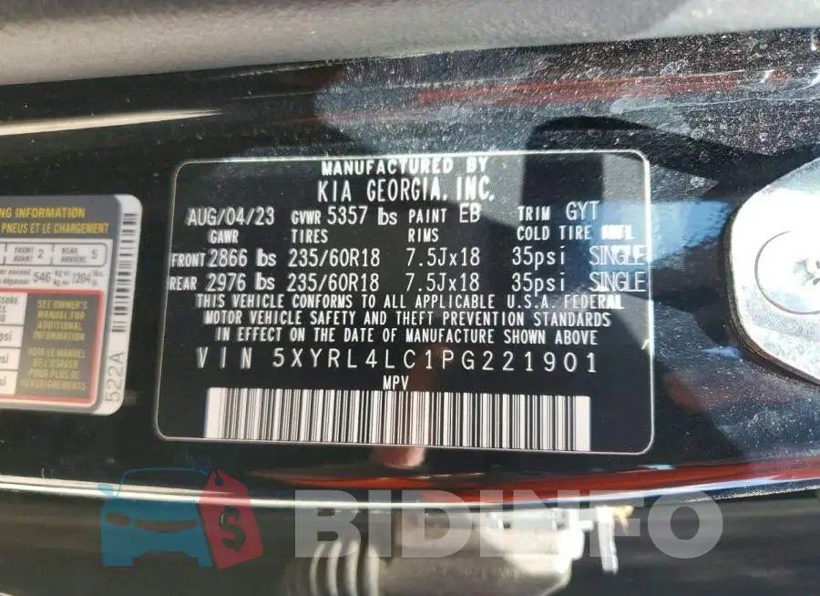 5XYRL4LC1PG221901 Photo# 13