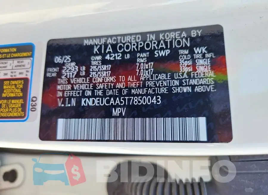 KNDEUCAA5T7850043 Photo# 13