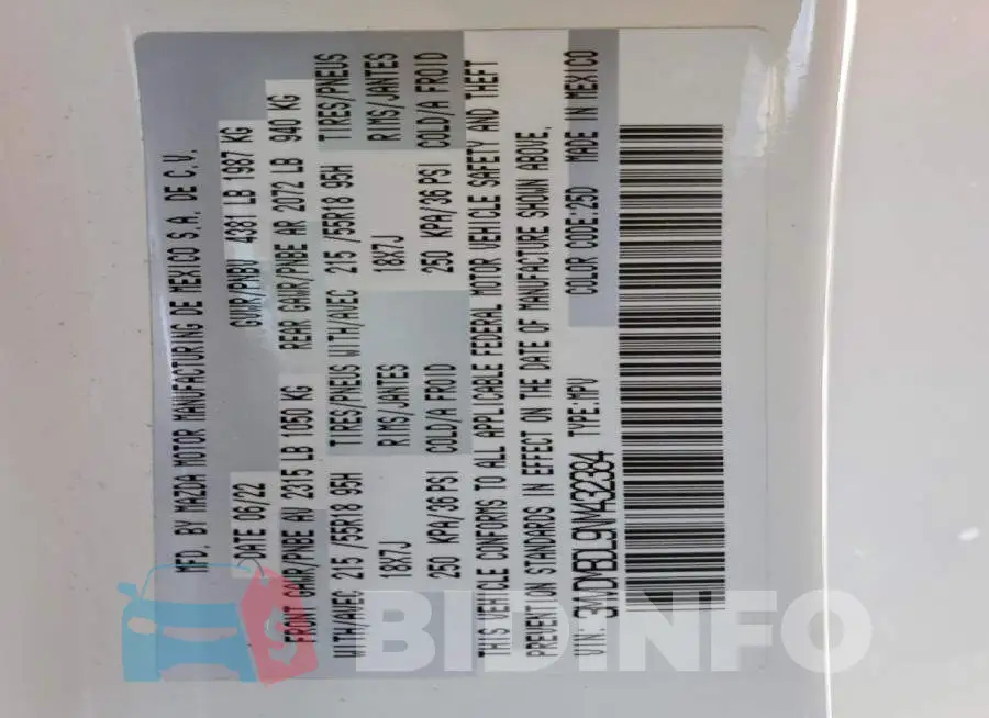 3MVDMBDL9NM432384 Photo# 12