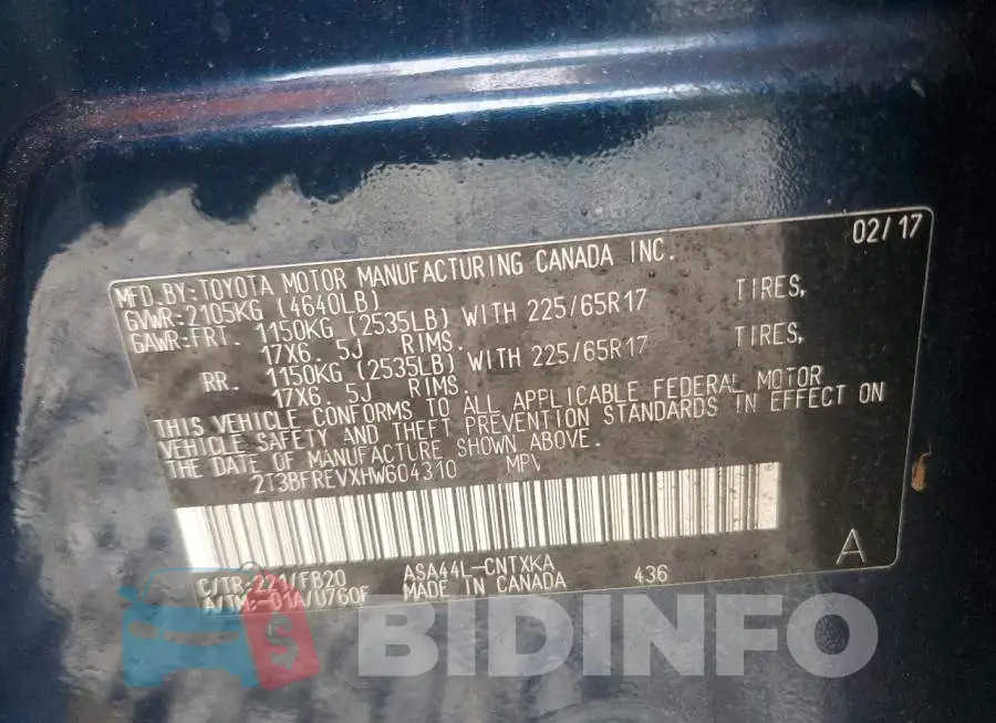 2T3BFREVXHW604310 Photo# 13