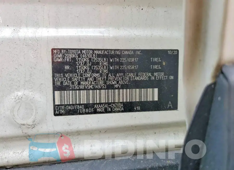 2T3G1RFV5MC149753 Photo# 13