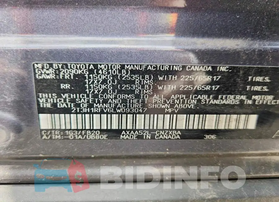 2T3H1RFV6LW093047 Photo# 13