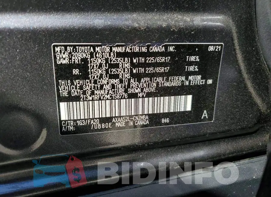 2T3W1RFV2MC158776 Photo# 13