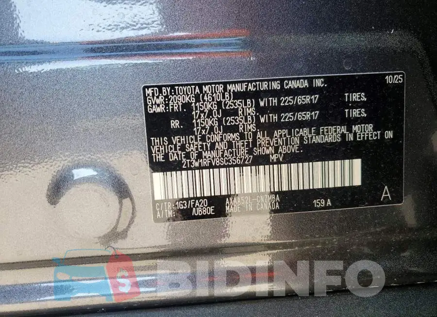 2T3W1RFV8SC356727 Photo# 14