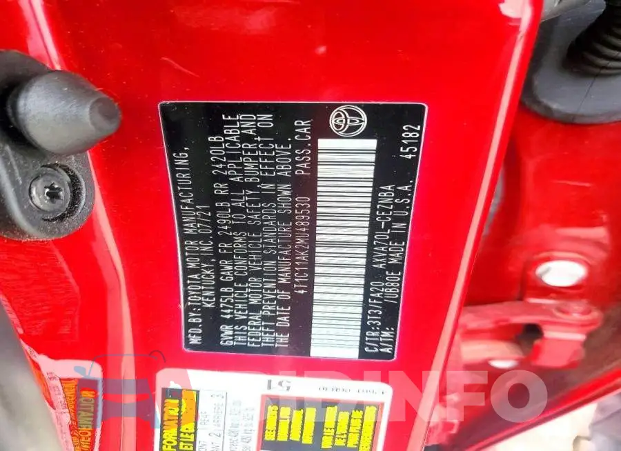4T1C11AK2MU489530 Photo# 12
