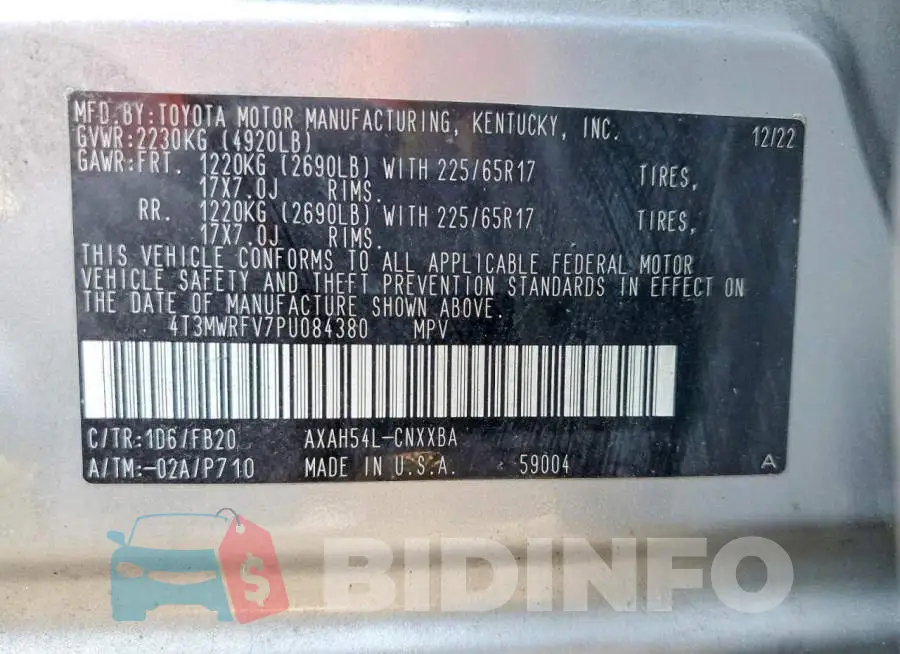 4T3MWRFV7PU084380 Photo# 13
