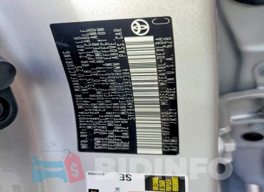 5YFB4MDE3TP397384 Photo# 12